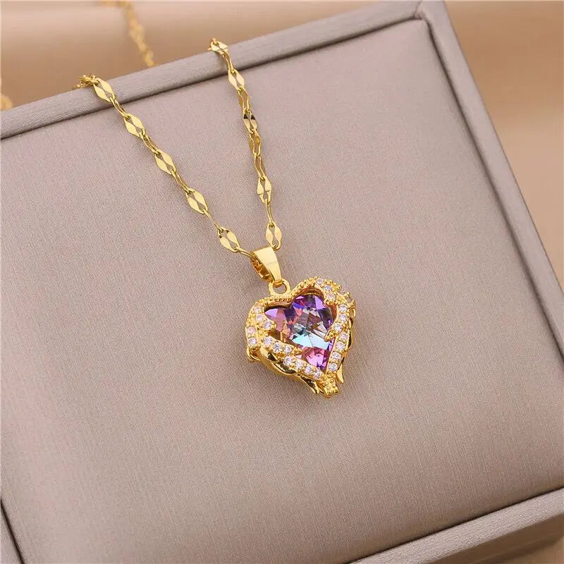 Collier cœur d'océan, pendentif zircone
