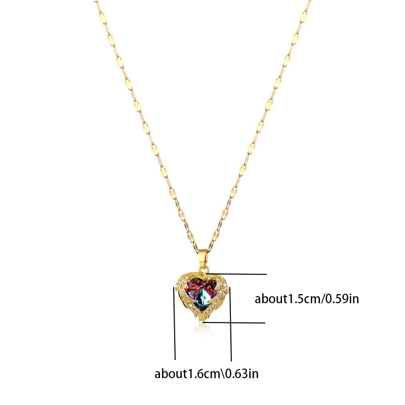 Collier cœur d'océan, pendentif zircone