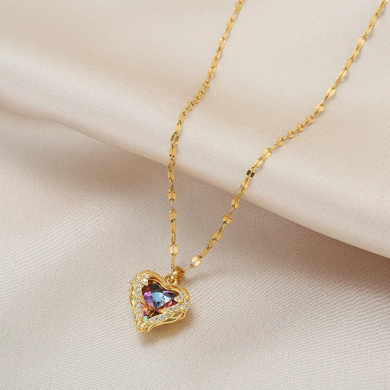 Collier cœur d'océan, pendentif zircone