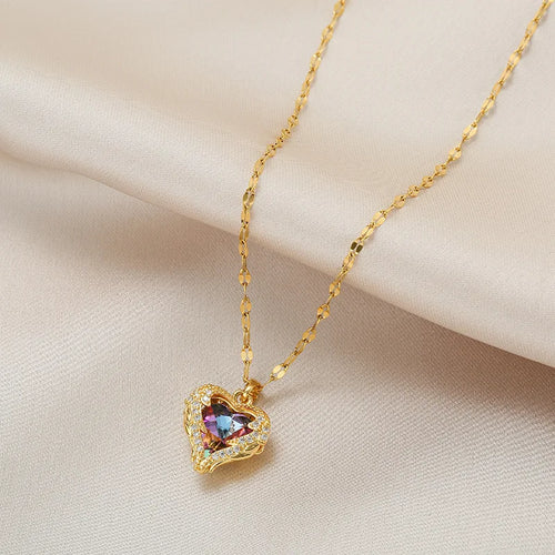 Collier cœur d'océan, pendentif zircone