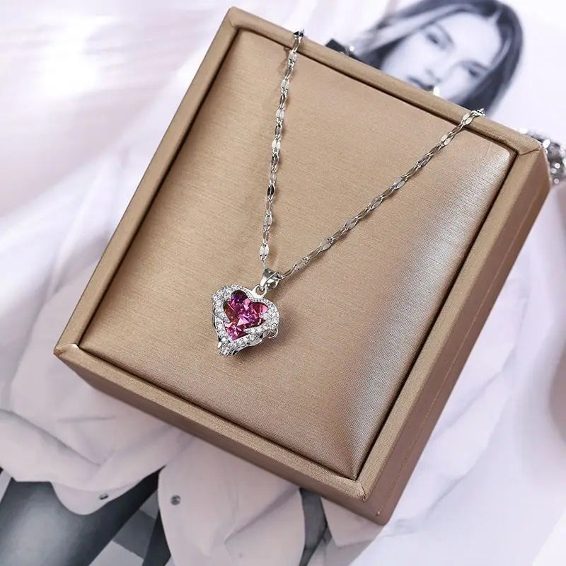 Collier cœur d'océan, pendentif zircone